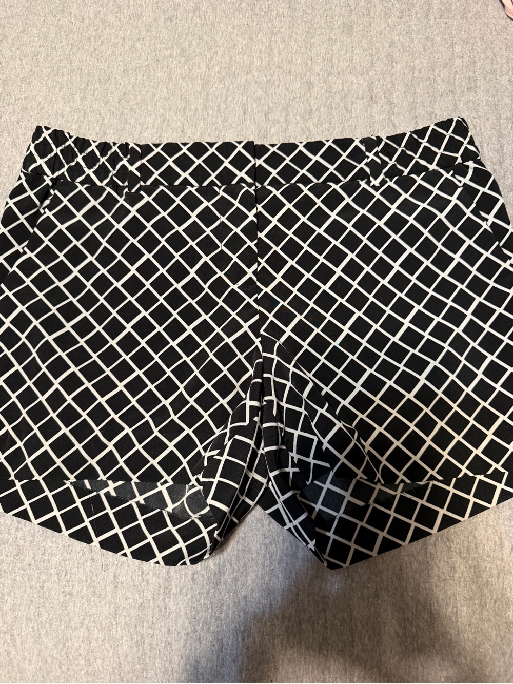 The Limited Black and White Grid High-Waist Shorts